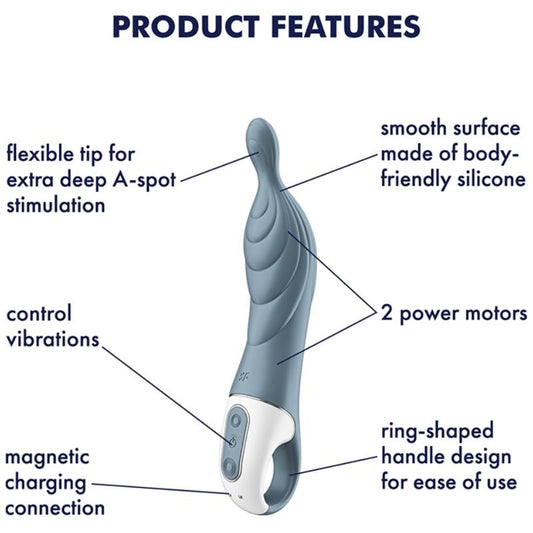 SATISFYER - AMAZING 2 ASPOT VIBRATOR GREY - Kink&Play