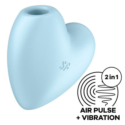 SATISFYER - CUTIE HEART AIR PULSE STIMULATOR & VIBRATOR BLUE - Kink&Play