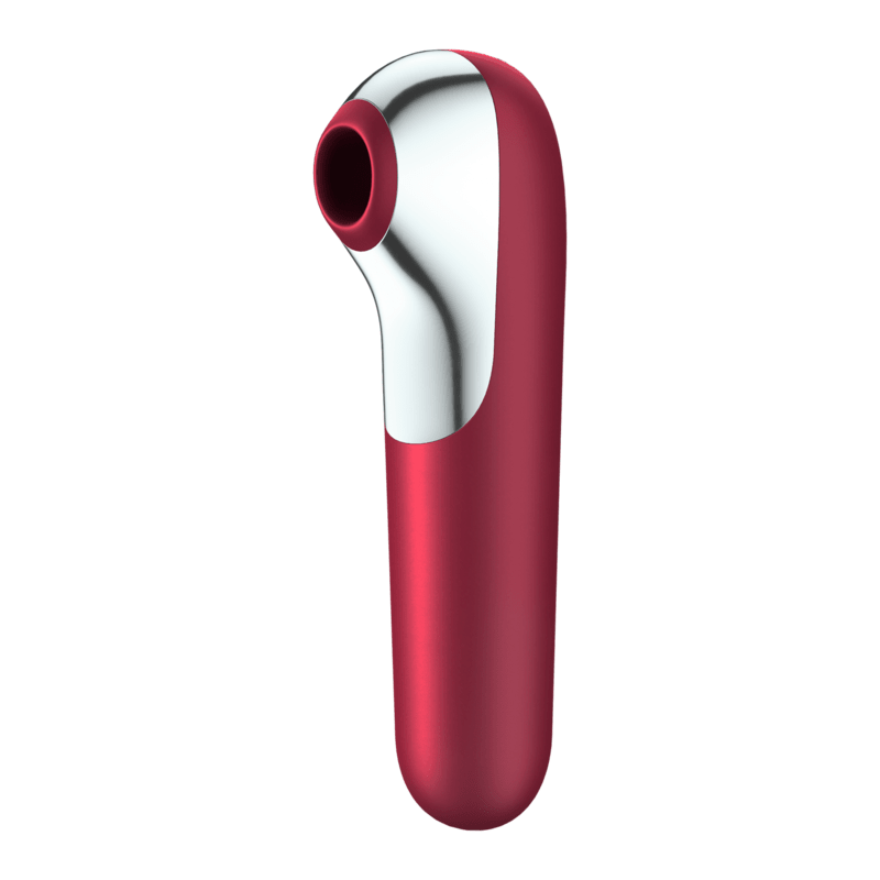 SATISFYER - DUAL LOVE VIBRATOR AND SUCTIONER WITH PULSED AIR RED - Kink&Play