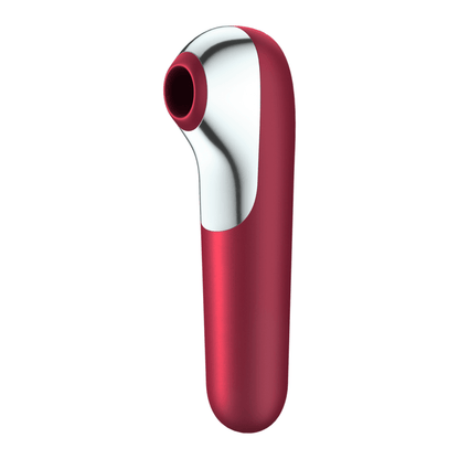 SATISFYER - DUAL LOVE VIBRATOR AND SUCTIONER WITH PULSED AIR RED - Kink&Play