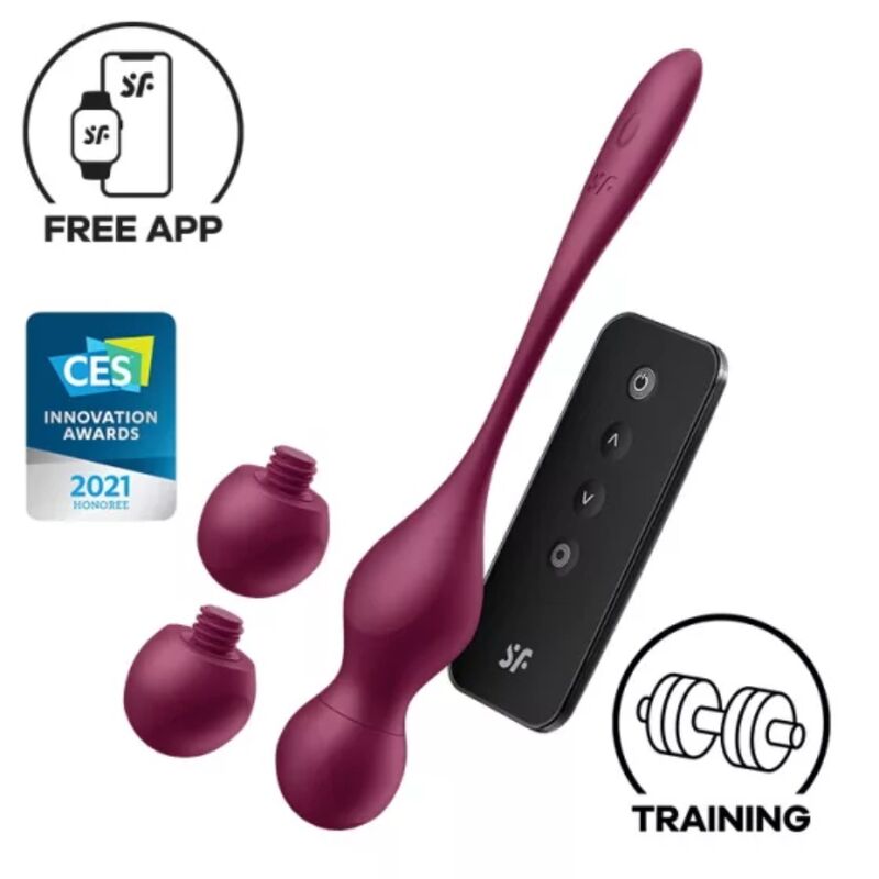 SATISFYER - LOVE BIRDS VARY VIBRATING BALLS FREE APP WINE RED - Kink&Play