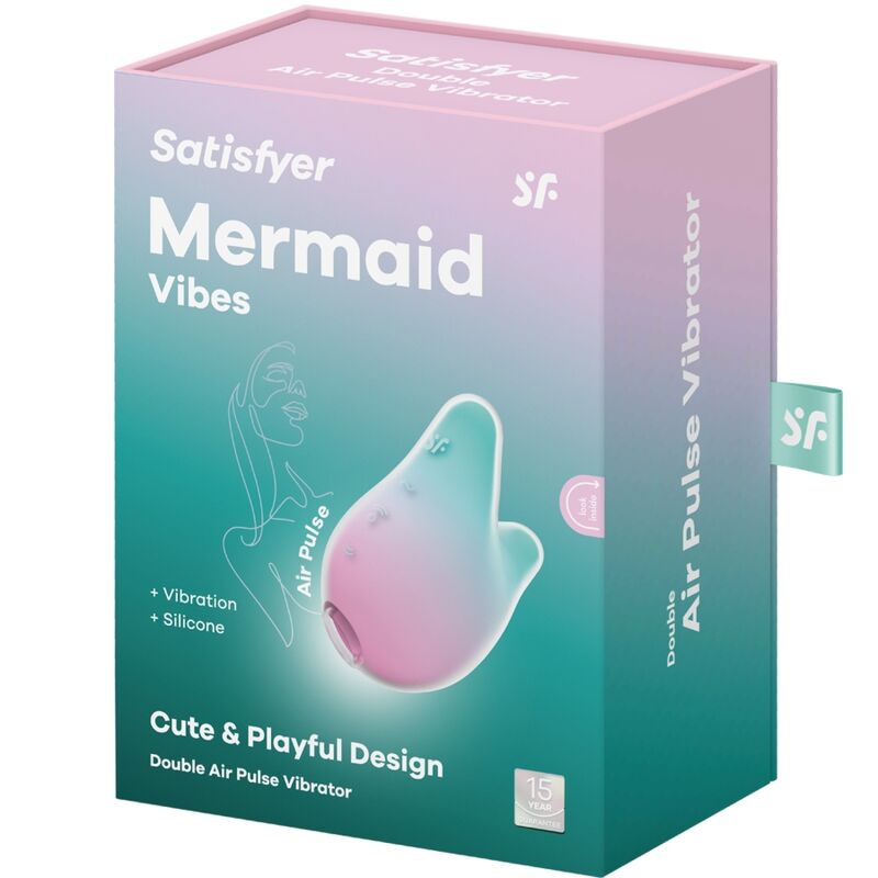 SATISFYER - MERMAID VIBES STIMULATOR & VIBRATOR MINT AND PINK - Kink&Play