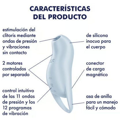SATISFYER - POCKET PRO 1 CLITORIS STIMULATOR LIGHT BLUE - Kink&Play