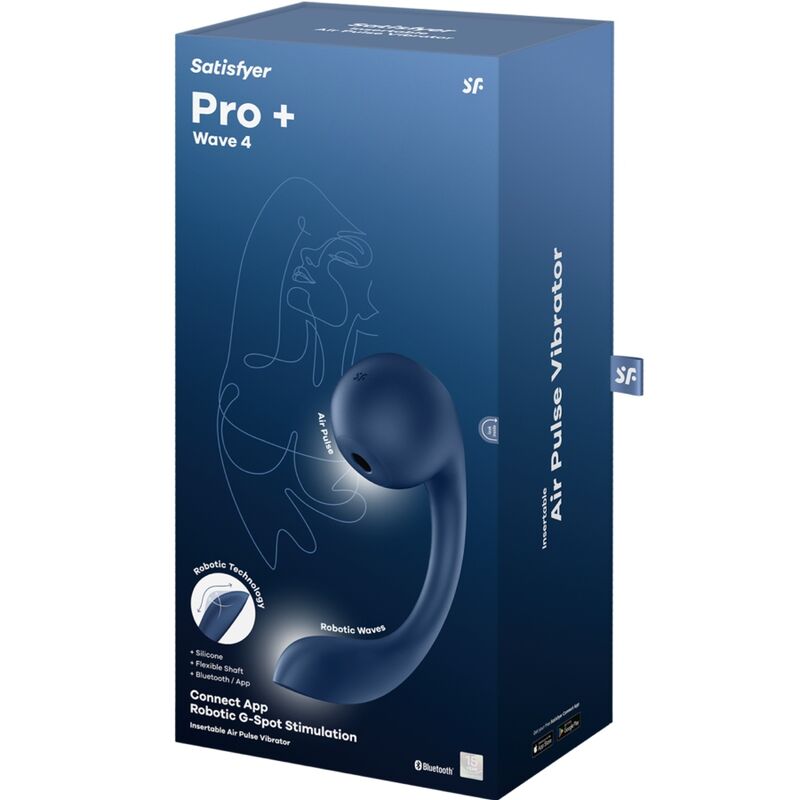 SATISFYER - PRO+ WAVE 4 G - SPOT & AIR PULSE STIMULATOR FREE APP DARK BLUE - Kink&Play