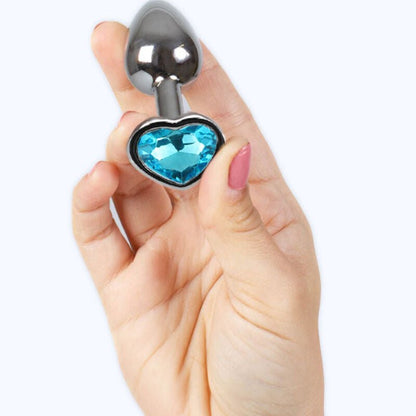 SECRETPLAY - METAL BUTT PLUG BLUE HEART SMALL SIZE 7 CM - Kink&Play