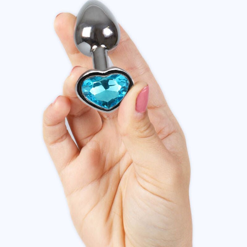 SECRETPLAY - METAL BUTT PLUG BLUE HEART SMALL SIZE 7 CM - Kink&Play