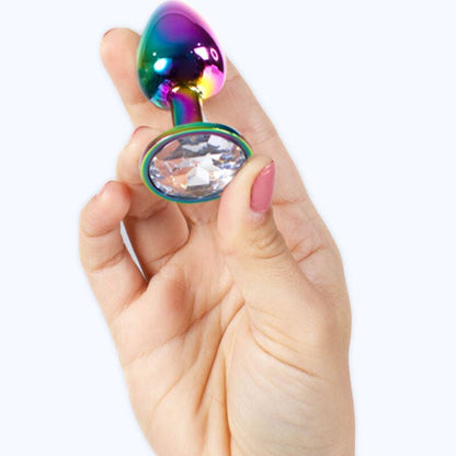 SECRETPLAY - METAL BUTT PLUG RAINBOW SMALL SIZE 7 CM - Kink&Play