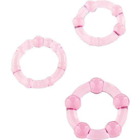 SEVEN CREATIONS - SET OF THREE PINK PENIS RINGS - Kink&Play