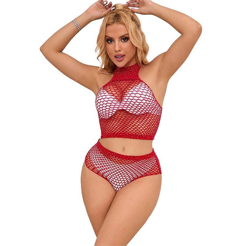 SUBBLIME - 952402 FISHNET SET WITH PINK DIAMONDS ONE SIZE - Kink&Play