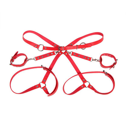 SUBBLIME - 953706 HANDCUFFS WITH BONDAGE BELT RED ONE SIZE - Kink&Play