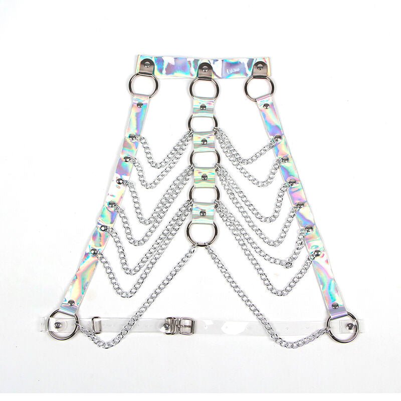 SUBBLIME - 953737 CHEST HARNESS WITH RINGS AND CHAINS SILVER ONE SIZE - Kink&Play