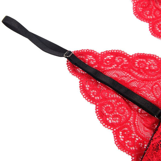 SUBBLIME - 953898 SILK AND LACE NIGHTGOWN + PANTIES RED S/M - Kink&Play