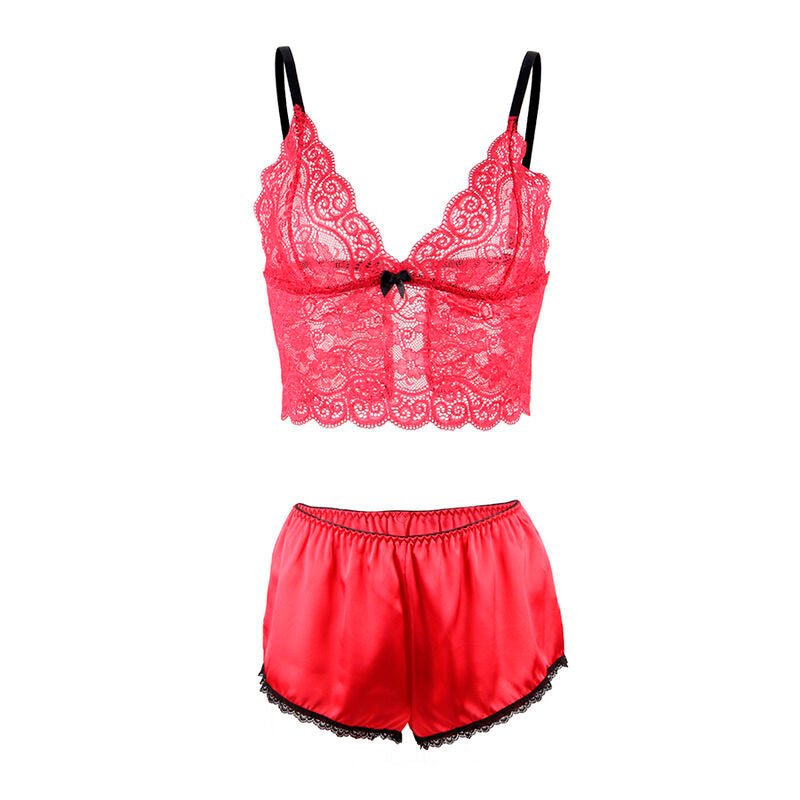 SUBBLIME - 953898 SILK AND LACE NIGHTGOWN + PANTIES RED S/M - Kink&Play