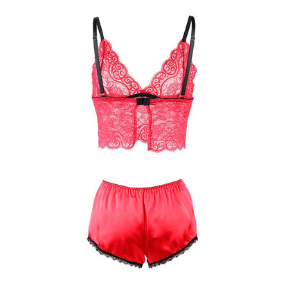 SUBBLIME - 953904 SILK AND LACE NIGHTGOWN + PANTIES RED L/XL - Kink&Play