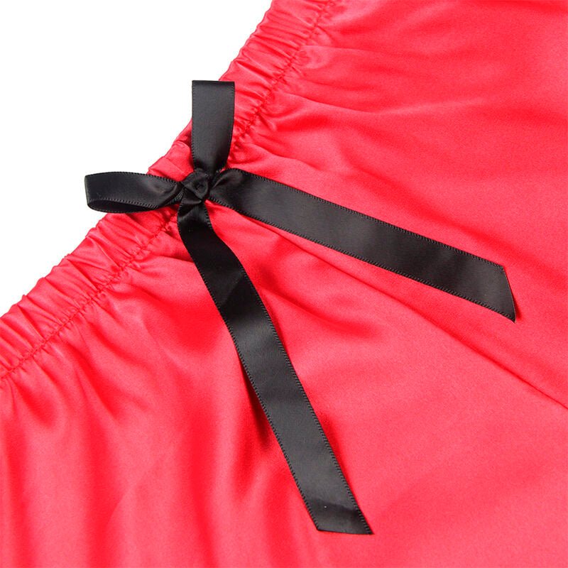SUBBLIME - 953966 CASUAL SILK NIGHTGOWN + LACE PANTS BLACK/RED L/XL - Kink&Play