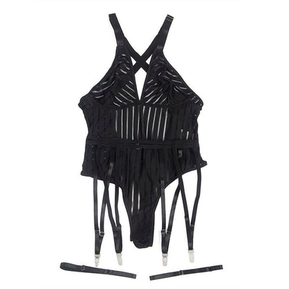 SUBBLIME - 954147 BODY WITH GARTER BELT BLACK S/M - Kink&Play