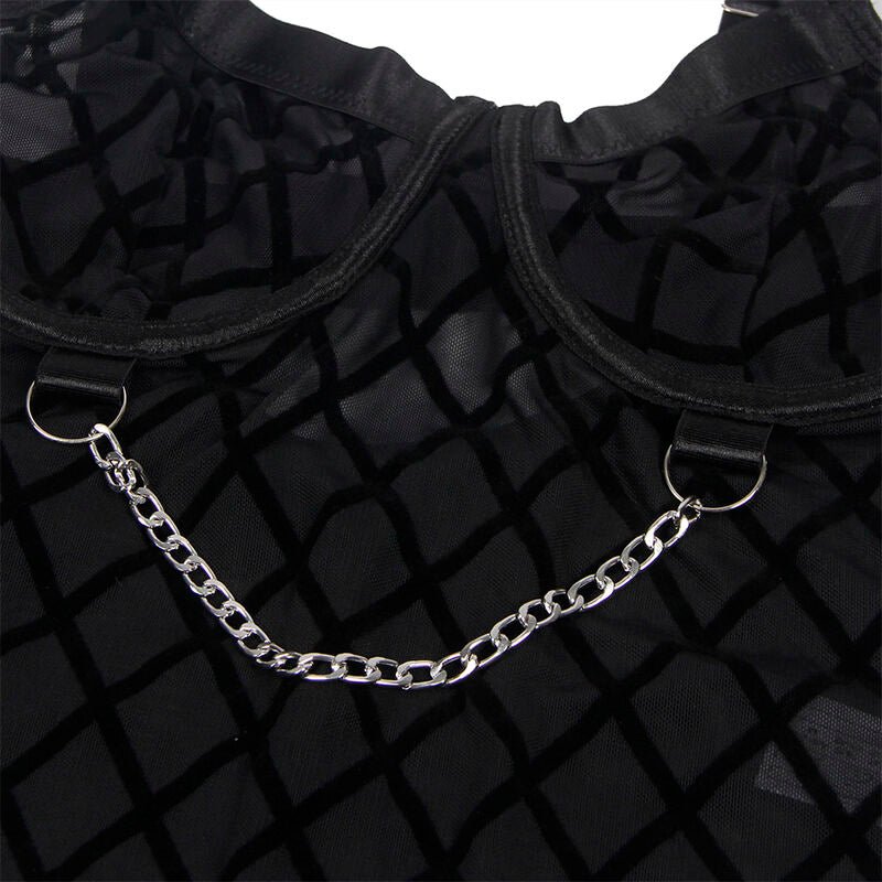 SUBBLIME - 954260 BODY WITH CHAINS + GARTER BELT BLACK S/M - Kink&Play