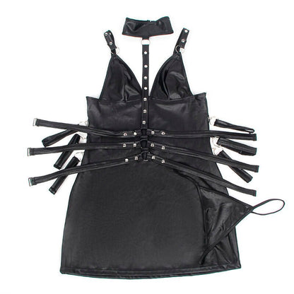 SUBBLIME - 954406 LEATHER BONDAGE DRESS BLACK S/M - Kink&Play