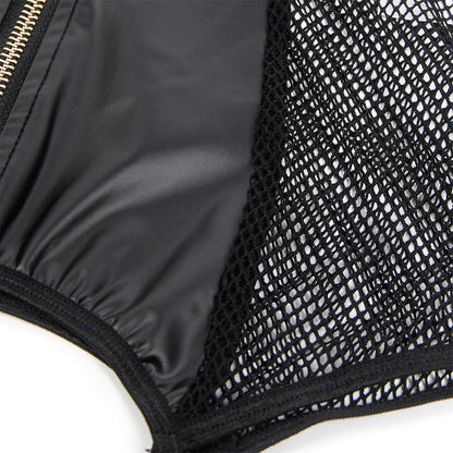SUBBLIME - 954451 SEXY MESH DRESS LEATHER BLACK L/XL - Kink&Play
