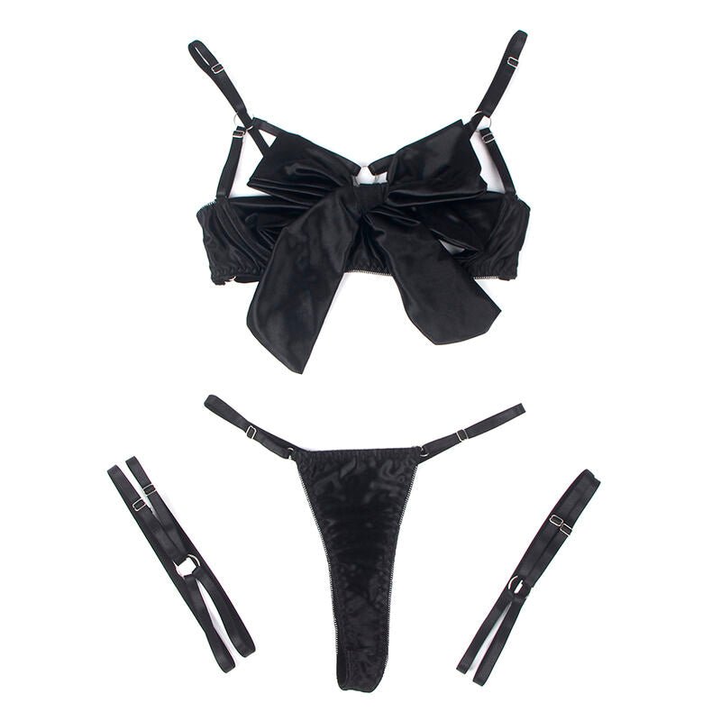 SUBBLIME - 955205 BRA SET WITH ADJUSTABLE BLACK BOW L/XL - Kink&Play