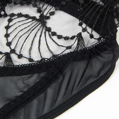 SUBBLIME - 955229 TRANSPARENT BODYSUIT WITH HOLLOW LACE BLACK L/XL - Kink&Play