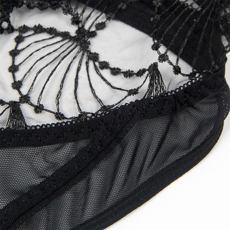 SUBBLIME - 955229 TRANSPARENT BODYSUIT WITH HOLLOW LACE BLACK L/XL - Kink&Play