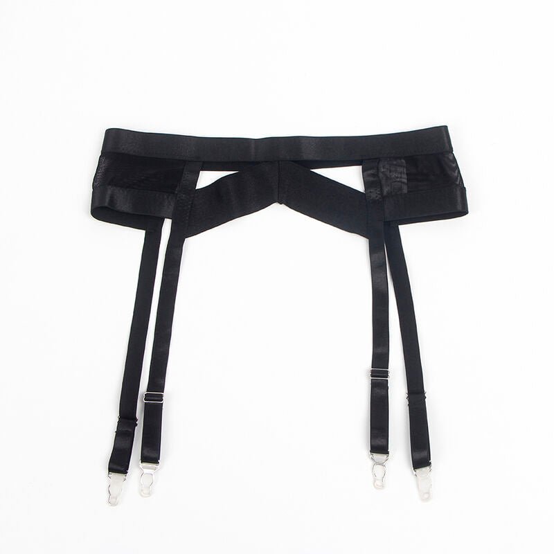 SUBBLIME - 955236 BLACK BONDAGE BRA WITH GARTER SET S/M - Kink&Play