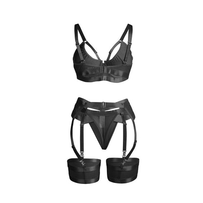 SUBBLIME - 955243 BLACK BONDAGE BRA WITH GARTER SET L/XL - Kink&Play