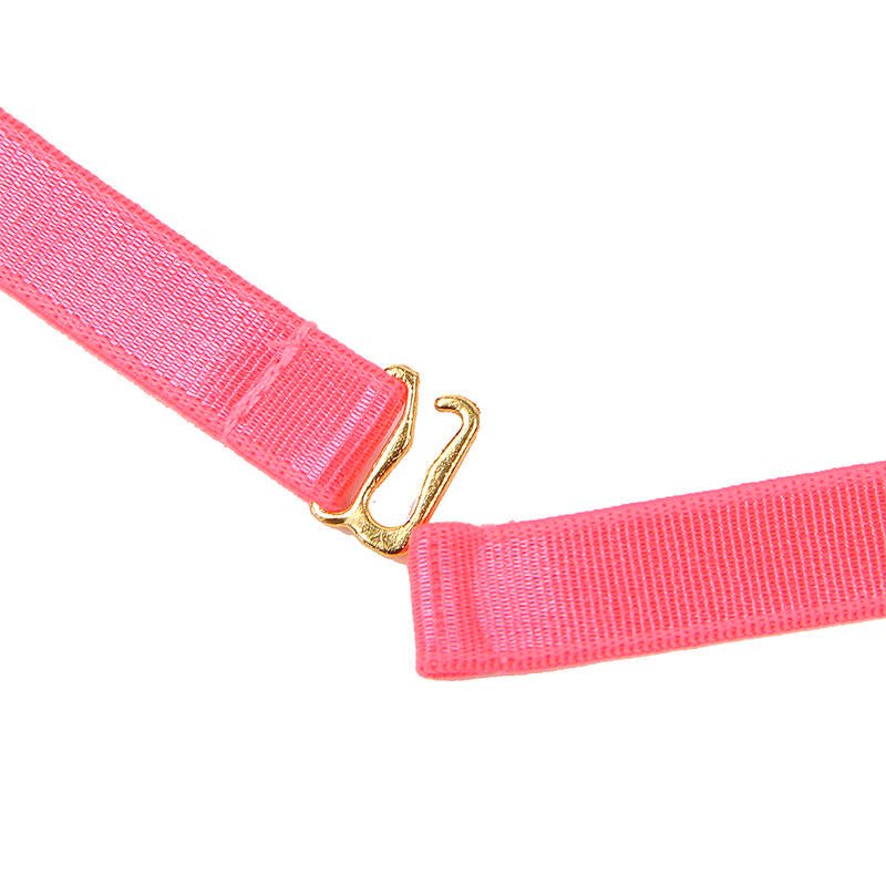 SUBBLIME - 955298 BRA SET WITH NECKLACE AND LEG DETAILS FLUORESCENT PINK S/M - Kink&Play