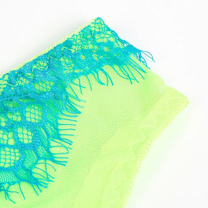 SUBBLIME - 955311 SET OF BRA WITH LACE AND GARTER LINES GREEN AND BLUE S/M - Kink&Play
