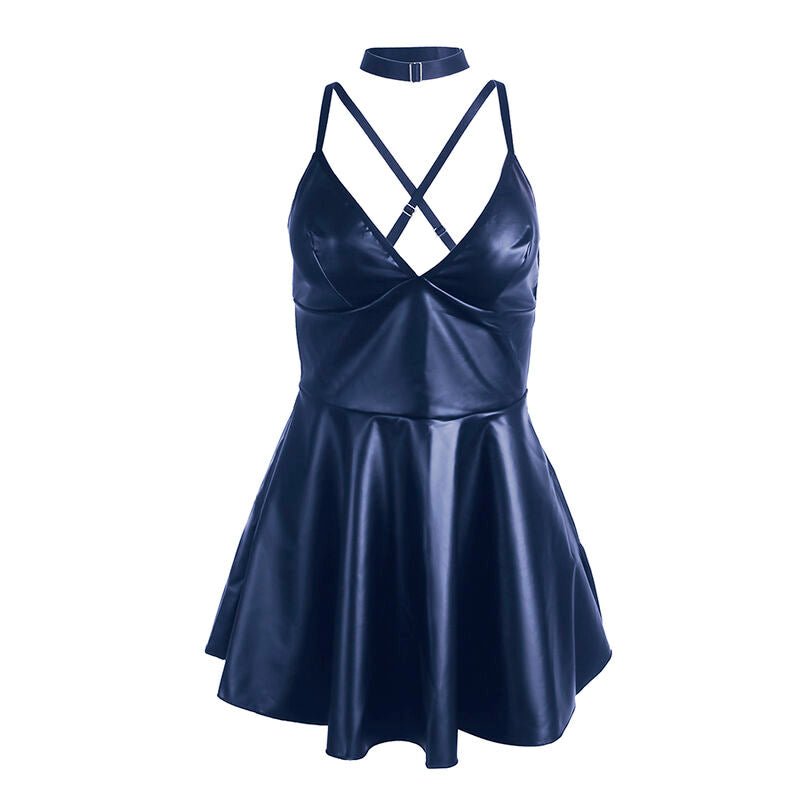 SUBBLIME - 955410 DRESS WITH BLUE LEATHER STRAPS S/M - Kink&Play