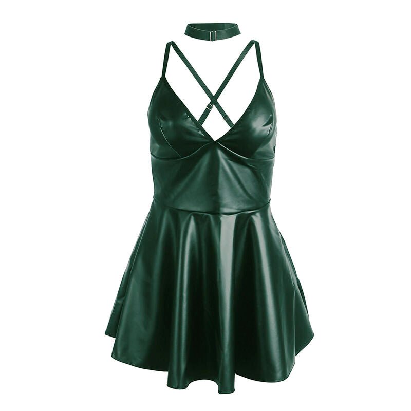 SUBBLIME - 955441 DRESS WITH GREEN LEATHER STRAPS L/XL - Kink&Play
