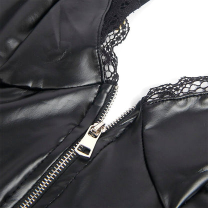 SUBBLIME - 955465 BLACK LEATHER ZIPPER BODY L/XL - Kink&Play