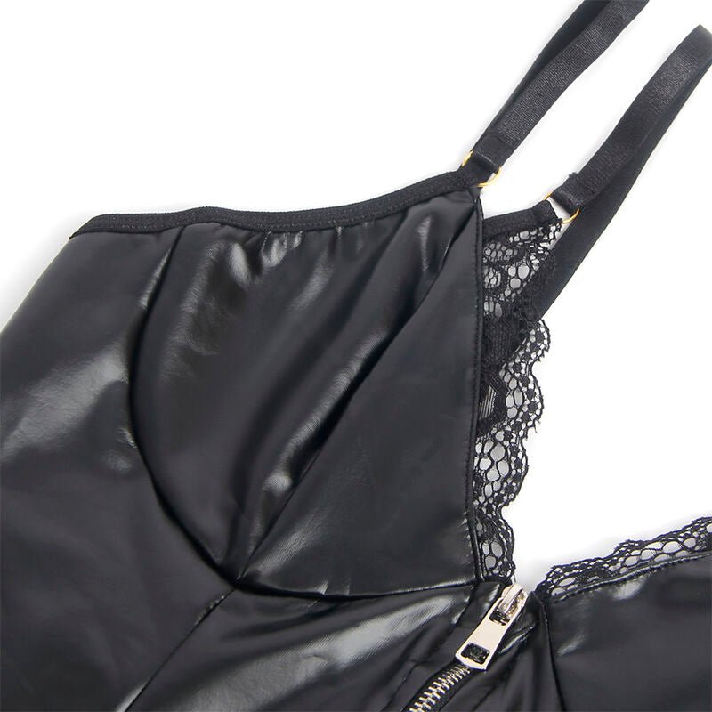 SUBBLIME - 955465 BLACK LEATHER ZIPPER BODY L/XL - Kink&Play