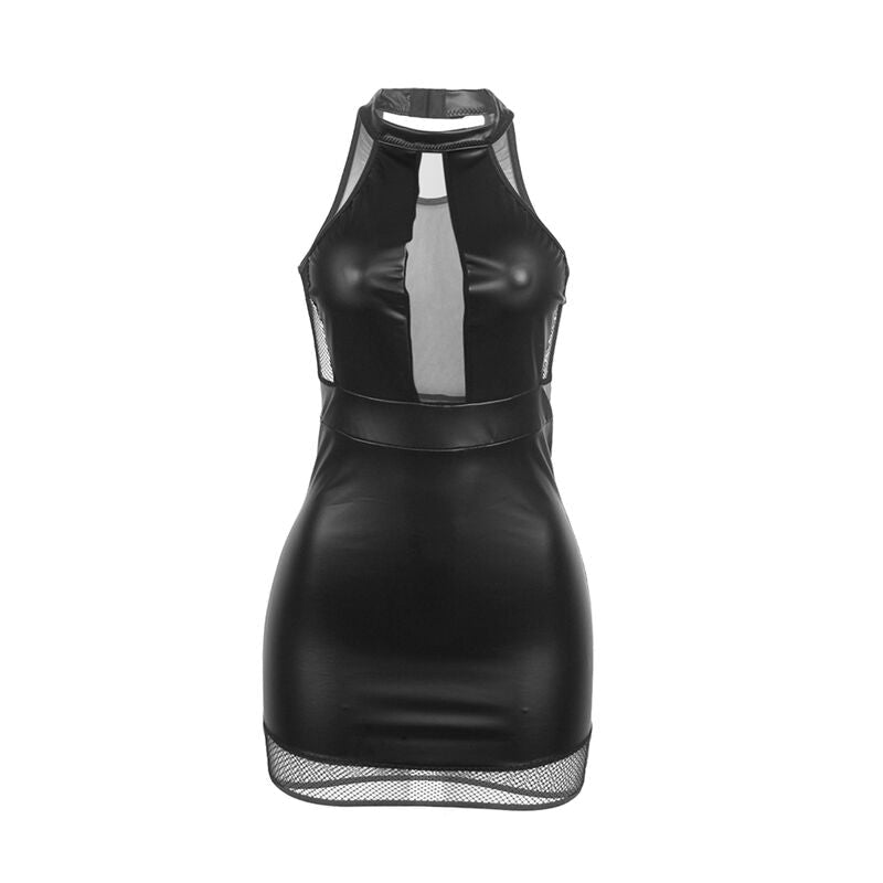 SUBBLIME - 955472 HALTER NECK DRESS WITH TRANSPARENCIES BLACK S/M - Kink&Play