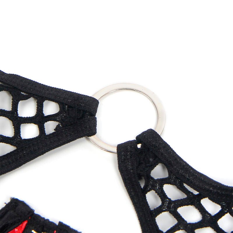 SUBBLIME - 955533 RED PATENT LEATHER MESH ZIPPER BRA SET S/M - Kink&Play