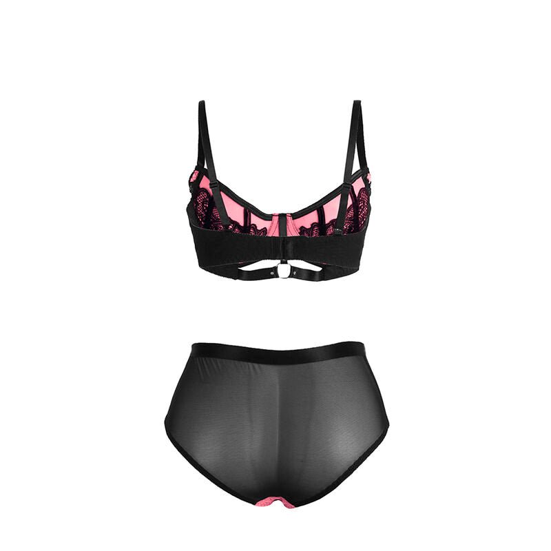 SUBBLIME - 955571 PINK PATENT LEATHER MESH ZIPPER BRA SET S/M - Kink&Play