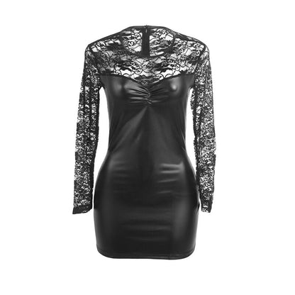 SUBBLIME - 955595 LONG SLEEVE DRESS WITH BLACK LACE S/M - Kink&Play