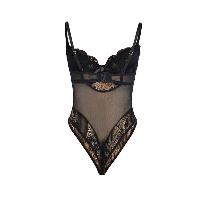 SUBBLIME - 955625 LACE BODYSUIT WITH BOTTOM CLOSURE BLACK L/XL - Kink&Play