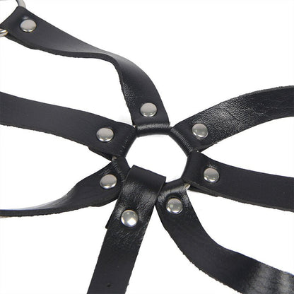 SUBBLIME - BODY HARNESS ADJUSTABLE STRAPS LEATHER BLACK ONE SIZE - Kink&Play