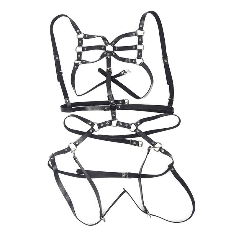 SUBBLIME - BODY HARNESS ADJUSTABLE STRAPS LEATHER BLACK ONE SIZE - Kink&Play