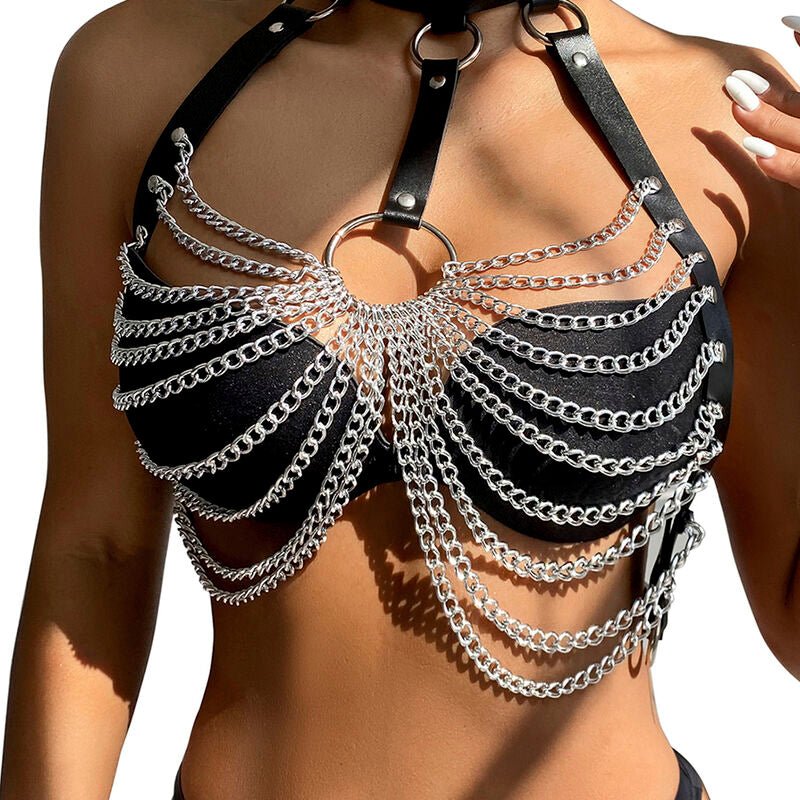 SUBBLIME - CHEST HARNESS WITH BIG RING CHAINS ONE SIZE - Kink&Play