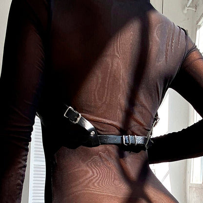 SUBBLIME - LEATHER CHEST HARNESS BLACK ONE SIZE - Kink&Play