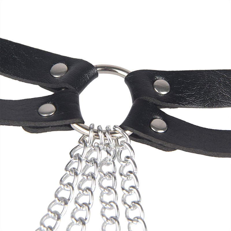 SUBBLIME - LEATHER RING CHAINBELT BLACK ONE SIZE - Kink&Play