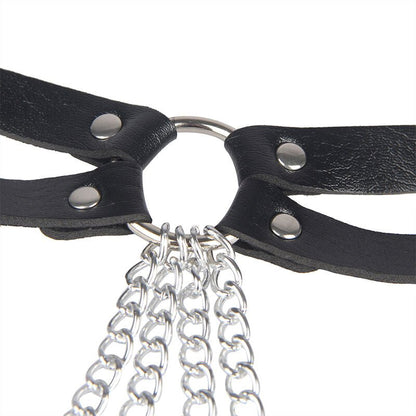 SUBBLIME - LEATHER RING CHAINBELT BLACK ONE SIZE - Kink&Play