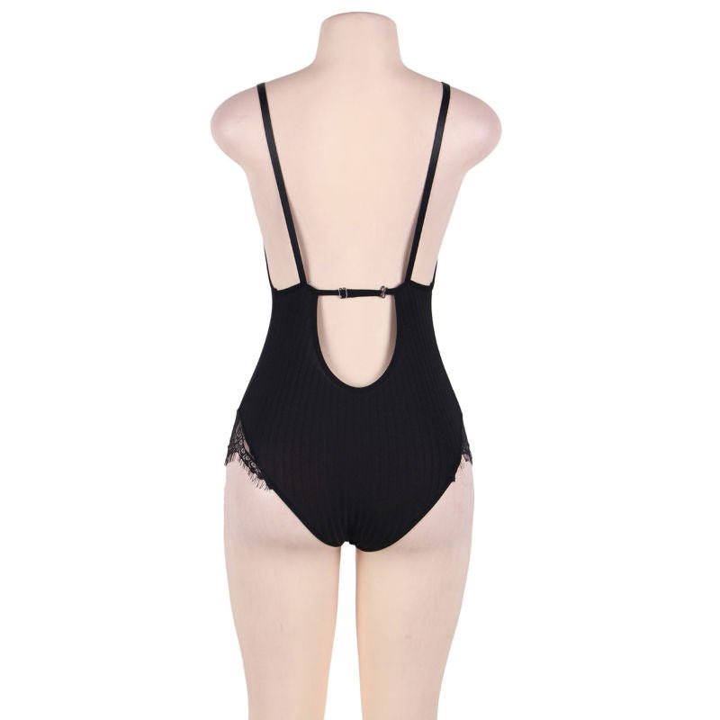 SUBBLIME - QUEEN PLUS TEDDY WITH CLEARS AND FRINGES BLACK - Kink&Play