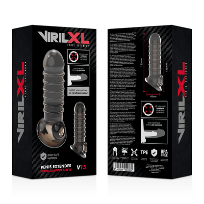 VIRILXL - PENIS EXTENSION AND SHEATH V15 BLACK - Kink&Play